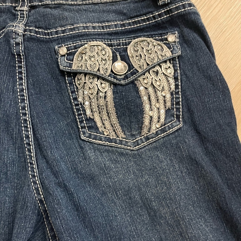 Arizona Boot Cut Jeans Angel Wings Youth 16 - Picture 2 of 5
